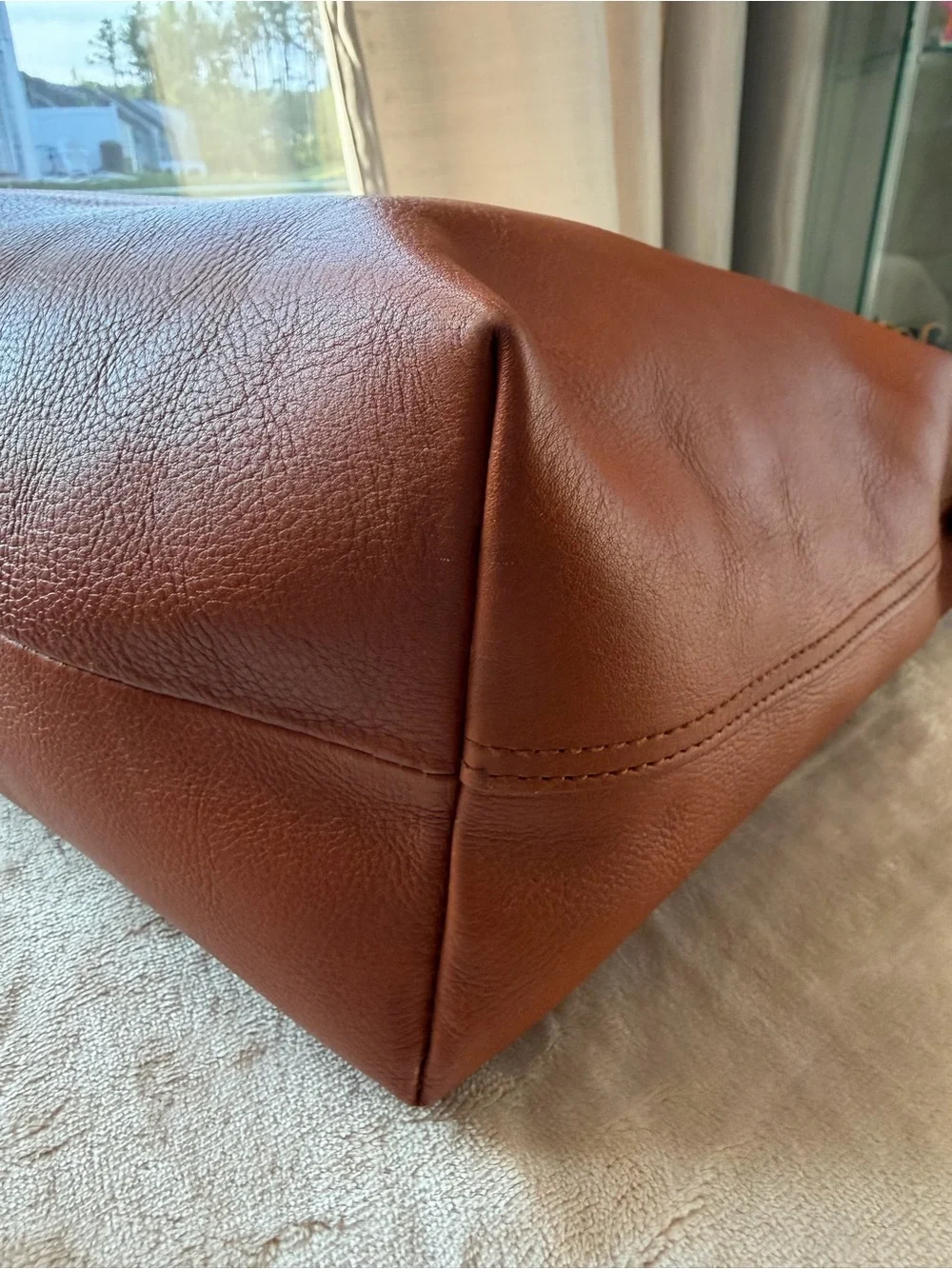 Madewell The Transport Satchel English Saddle Pebbled Leather Crossbody Bag